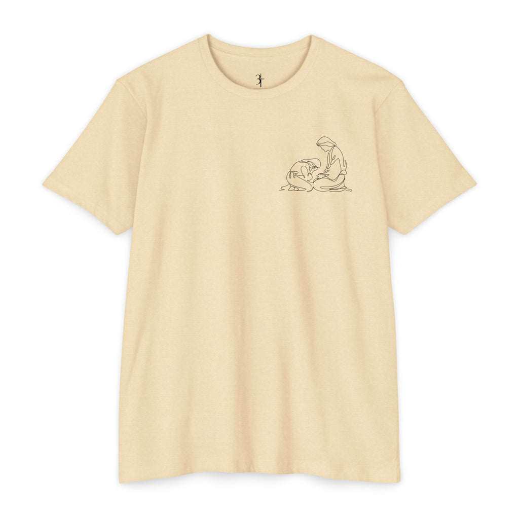 Christian T-Shirt - "Find Me At His Feet" Luke 10:39 Faith Tee