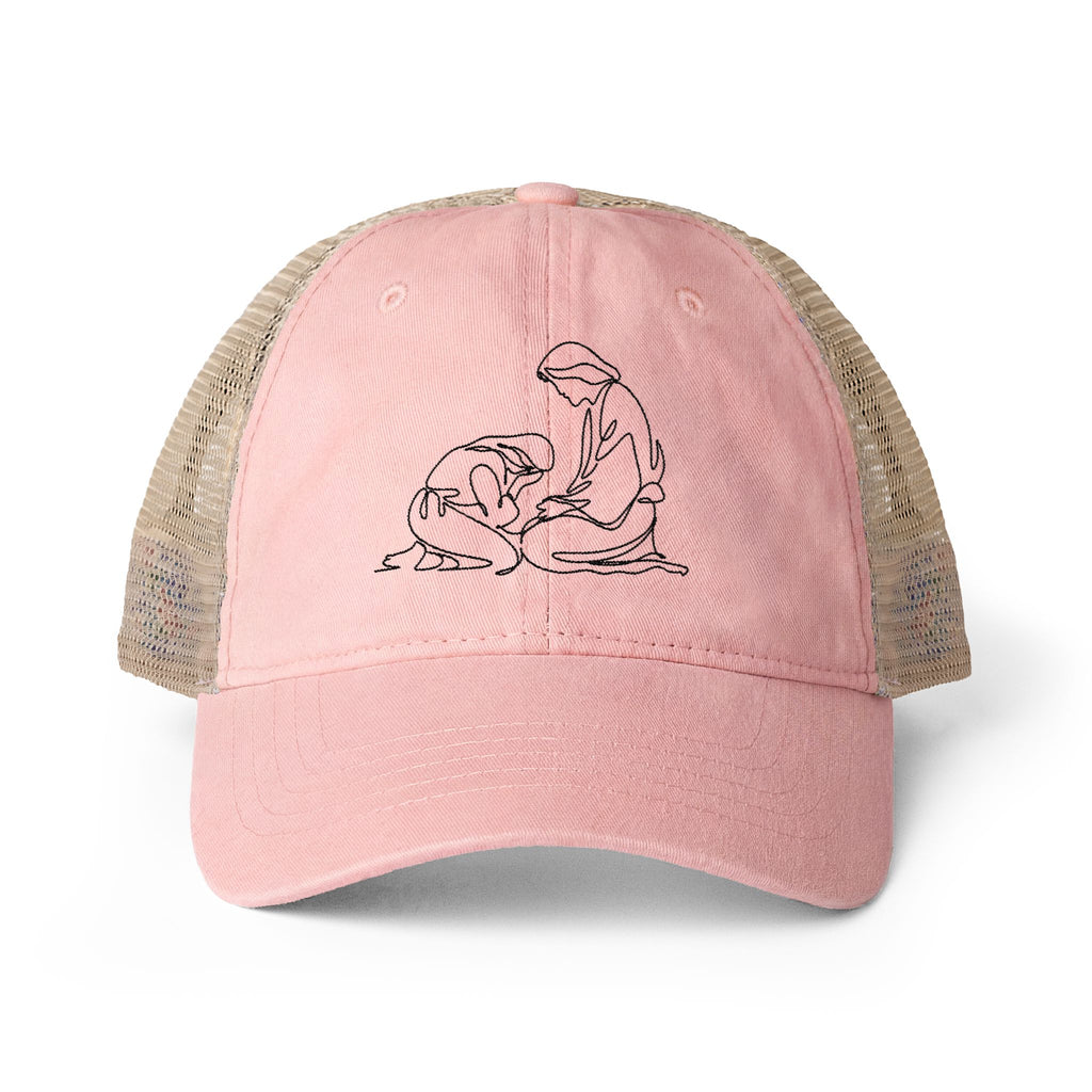 Find Me at His Feet - Women's Washed Mesh-Back Cap
