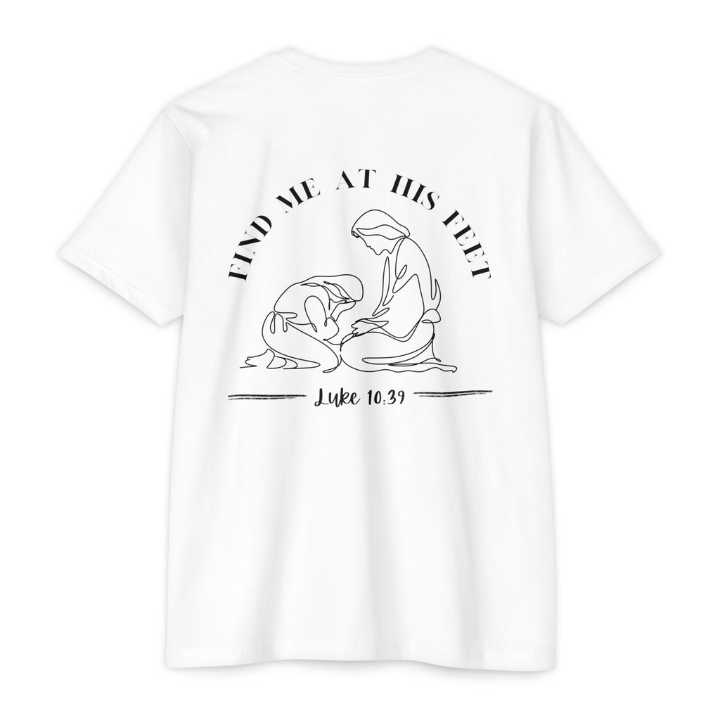 Christian T-Shirt - "Find Me At His Feet" Luke 10:39 Faith Tee