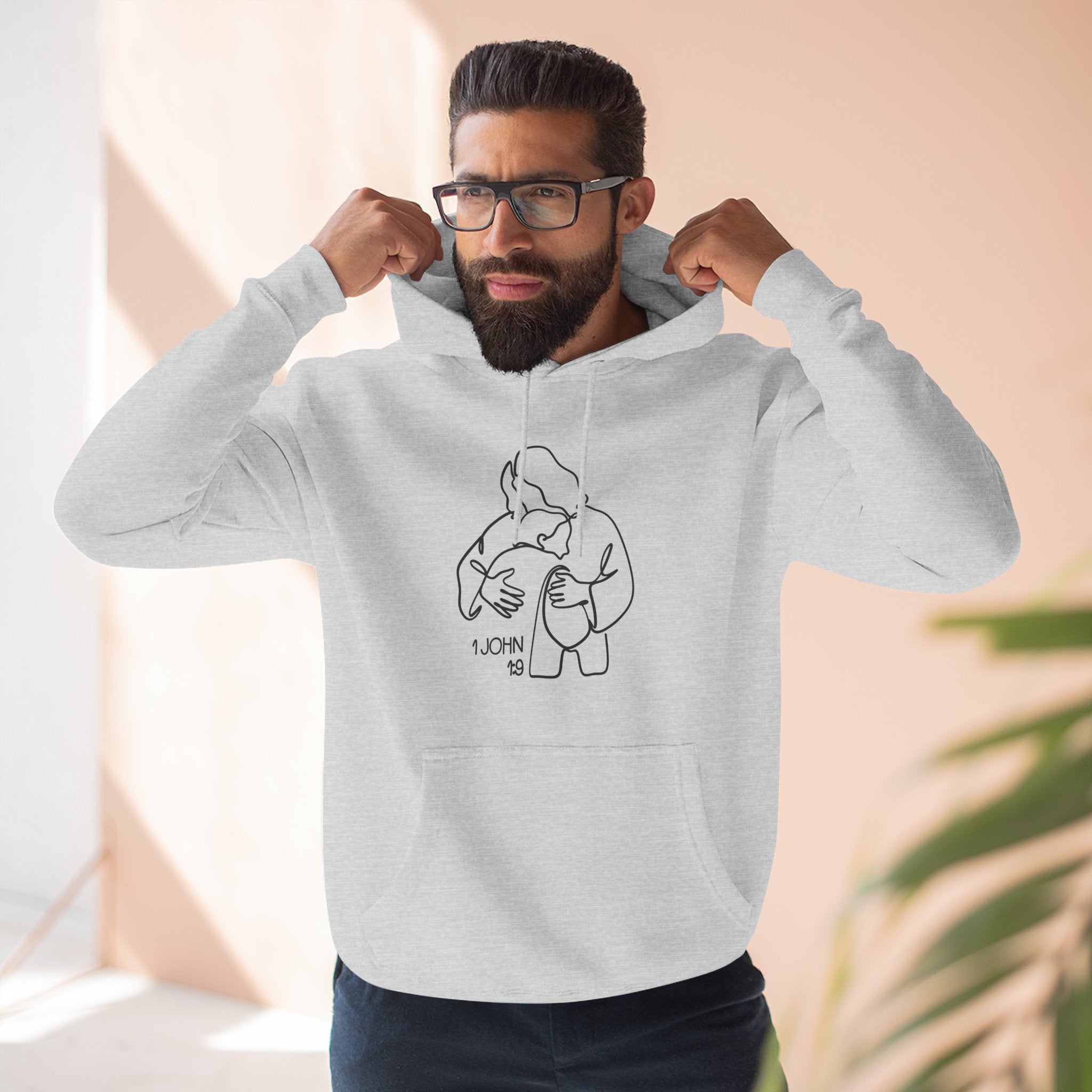 1 John 1:9 Minimalist Hoodie — Fleece Pullover