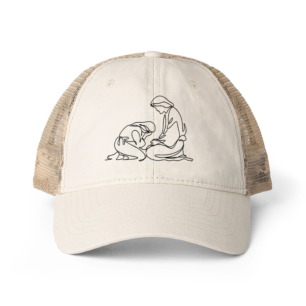 Find Me at His Feet - Women's Washed Mesh-Back Cap