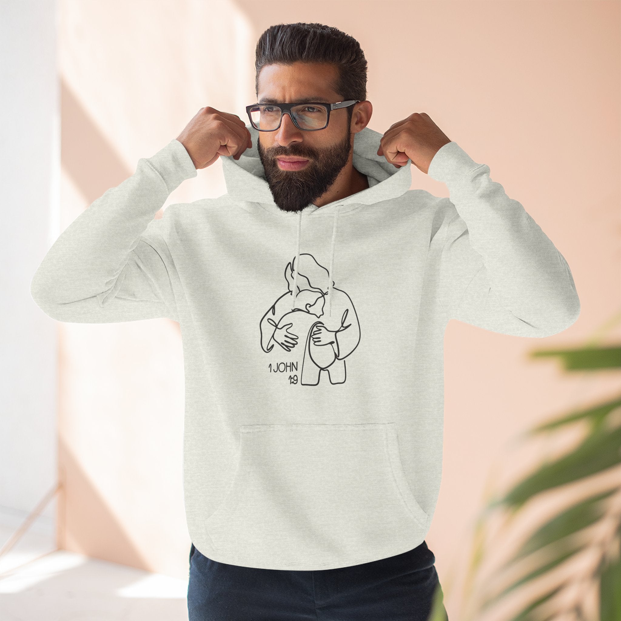 1 John 1:9 Minimalist Hoodie — Fleece Pullover