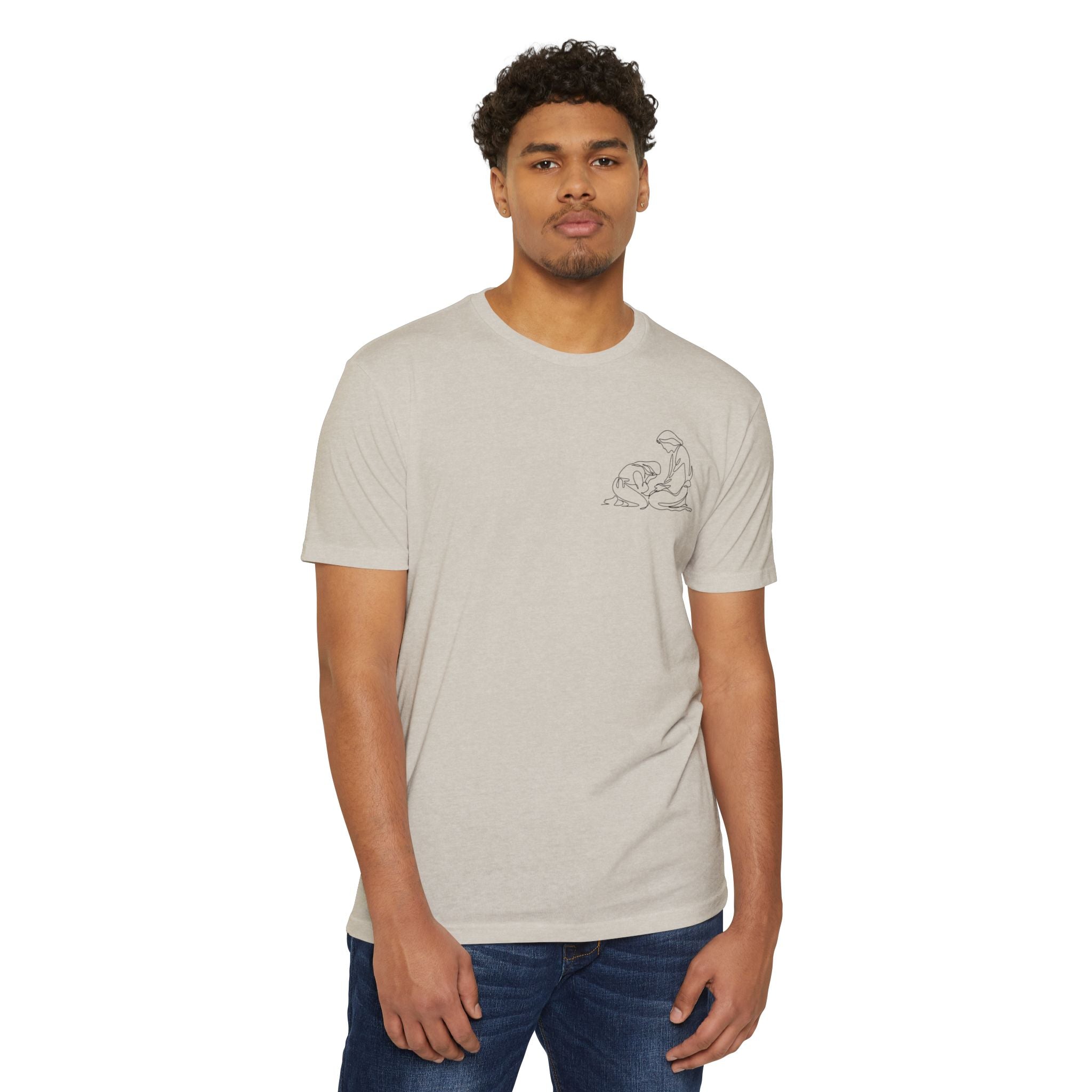 Christian T-Shirt - "Find Me At His Feet" Luke 10:39 Faith Tee