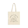 Tote Bag — "Find Me at His Feet" Christian Scripture Canvas Tote (Luke 10:41)
