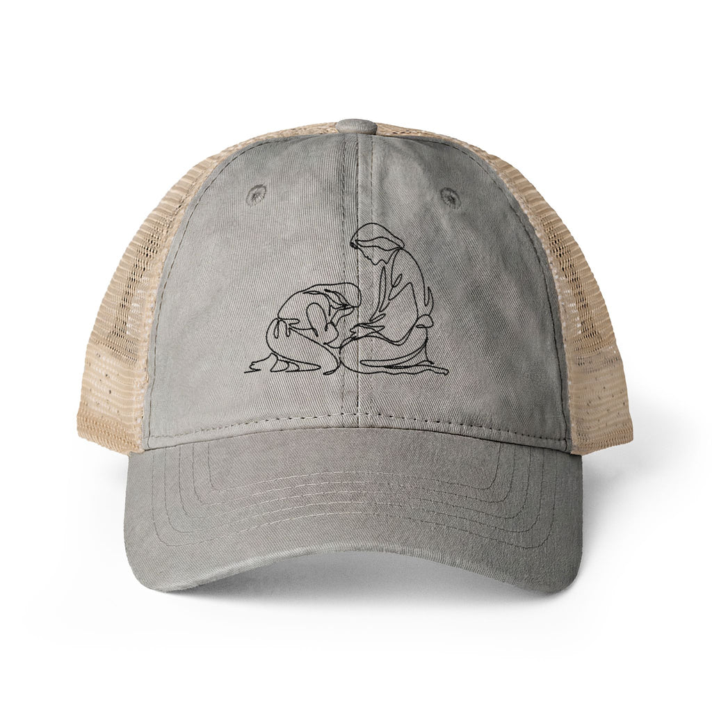 Find Me at His Feet - Women's Washed Mesh-Back Cap